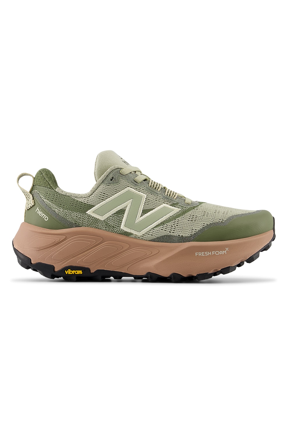 New Balance, Pantofi Hierro V9 din material textil, pentru alergare pe teren accidentat, Verde sparanghel, 5.5