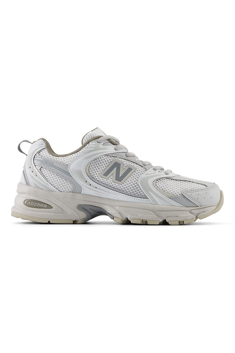 New Balance, Текстилни спортни обувки с лого, Светло сив/Мръснобял