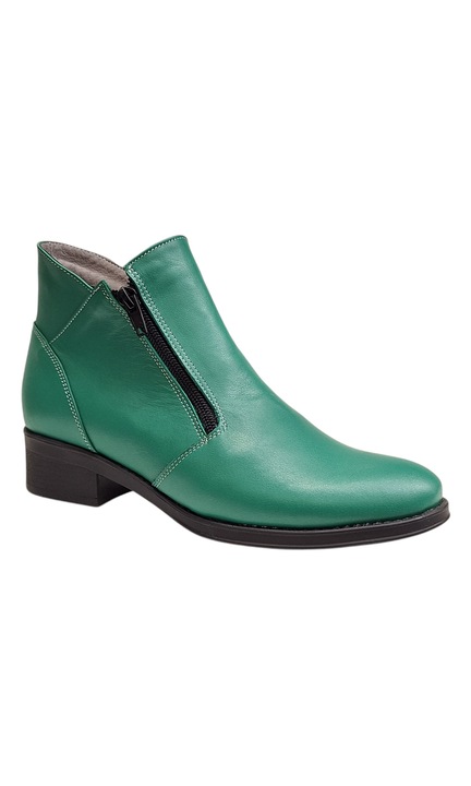 Ghete dama casual din piele naturala cu fermoar 200472, Verde
