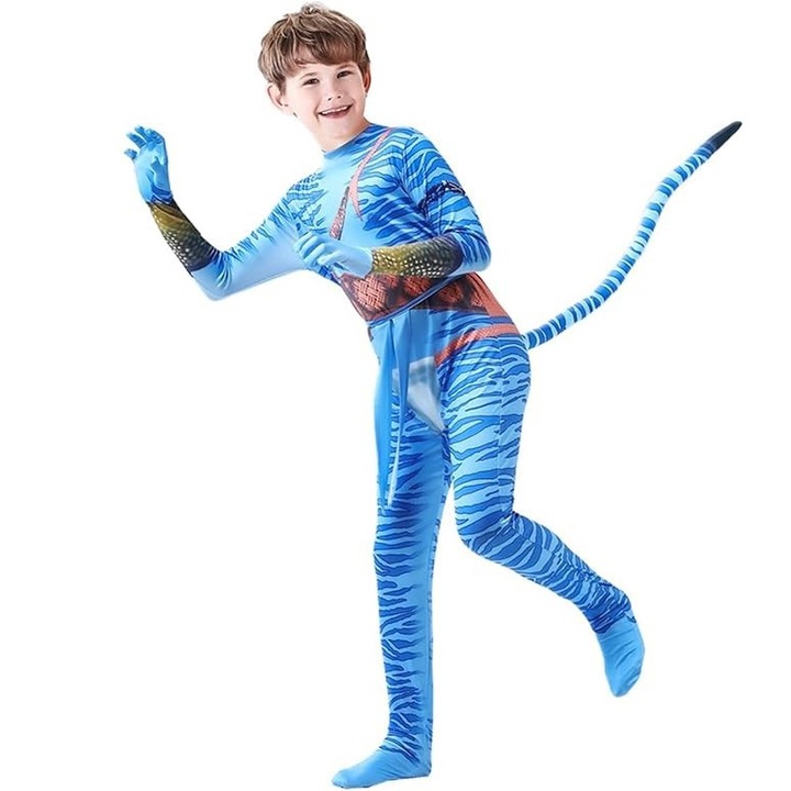 Costum carnaval baieti Avatar, Jake Sully, albastru, 11-12 ani