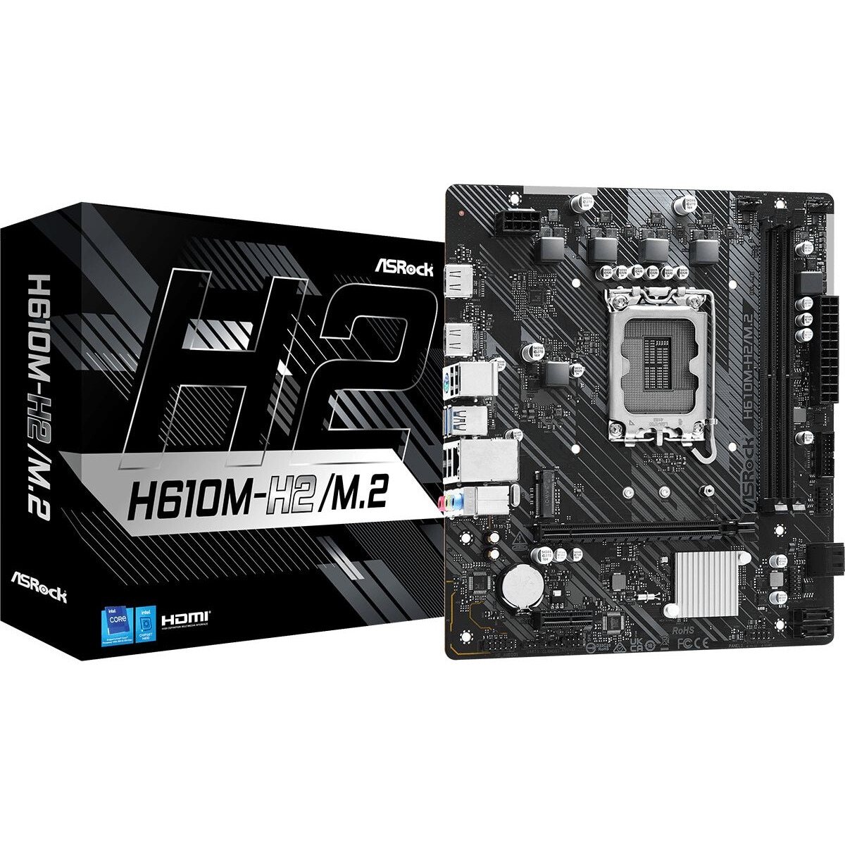 Placa de baza ASRock H610M-H2/M.2, LGA1700, 2xDDR4, 64GB, Micro
