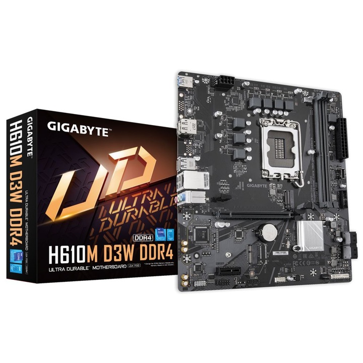 Дънна платка Gigabyte H610M D3W DDR4, LGA1700, 2xDDR4, 64GB, Micro-ATX