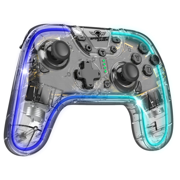Gamepad Spirit of Gamer Pulse Bluetooth RGB, transparent, wireless, PC/Android/Switch