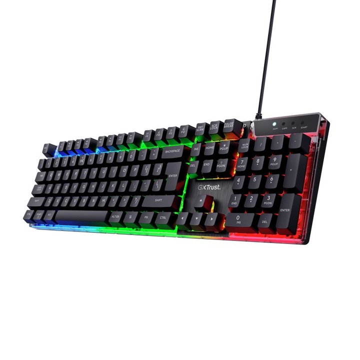 Геймърска клавиатура Trust GXT 835 Azor Combo, RGB осветление, черна, комплект клавиатура + мишка