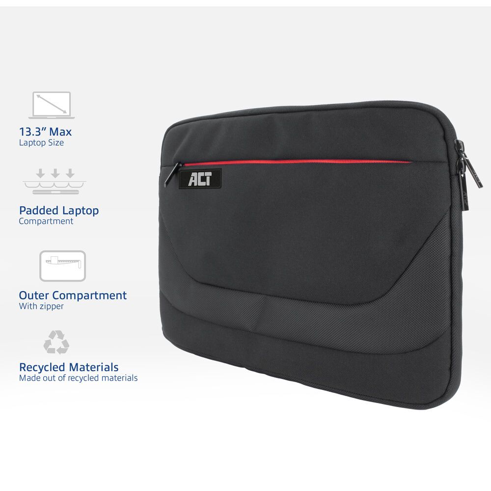 Husa laptop ACT AC8575 Suburb 13,3", neagra, 340x250x20mm