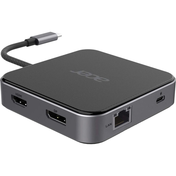 Hub multi-display USB4 8K Acer Dokkolo 100W, negru, 7 in 1