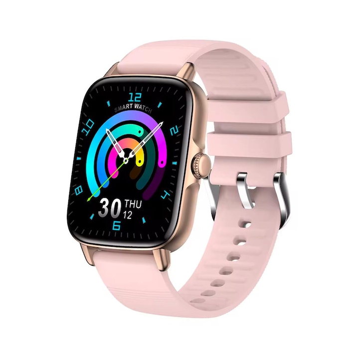 Okosóra, KT58P, fitnesz, sport, intelligens lépésszámláló funkció, női, értesítések, 1,69" vezeték nélküli, alvásfigyelő, OmniFit, rózsaszín