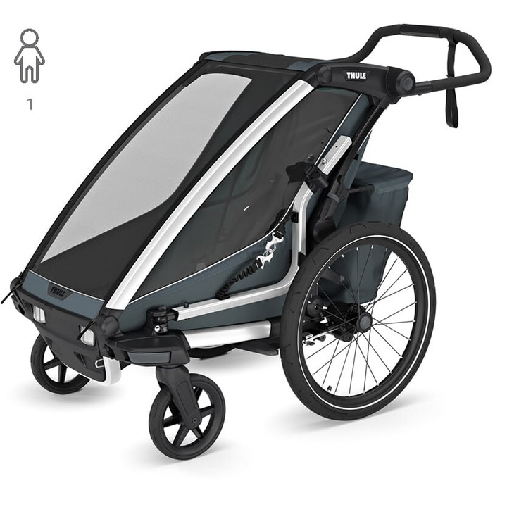 Carucior multifunctional Thule Chariot Cross 2, 4 activitati, culoare G3 Dark Slate, dimensiuni compacte