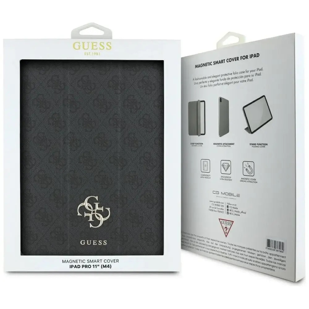 Husa protectie Guess Magnetic 4G Logo Mare, neagra, pentru iPad Pro 11" 2024