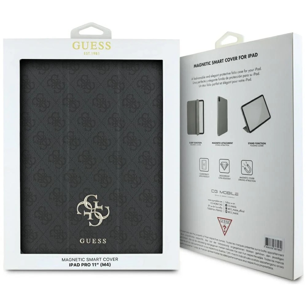 Husa protectie Guess Magnetic 4G Logo Mare, neagra, pentru iPad Pro 11" 2024