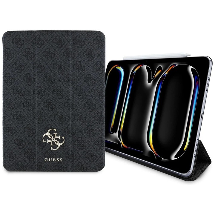 Husa protectie Guess Magnetic 4G Logo Mare, neagra, pentru iPad Pro 11" 2024