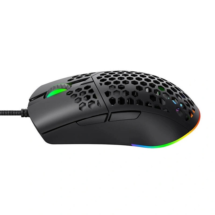 Mouse gaming Havit MS1036, 7 butoane, 7200 DPI, RGB, 121x64x42mm, negru