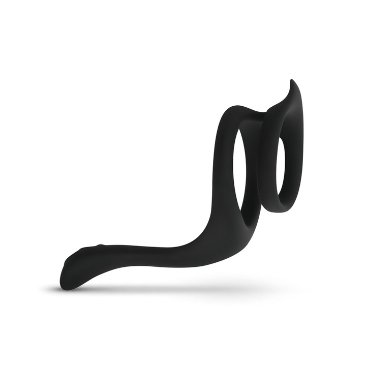 Inel flexibil pentru penis si testicule Pleasure Ring, Easytoys, negru