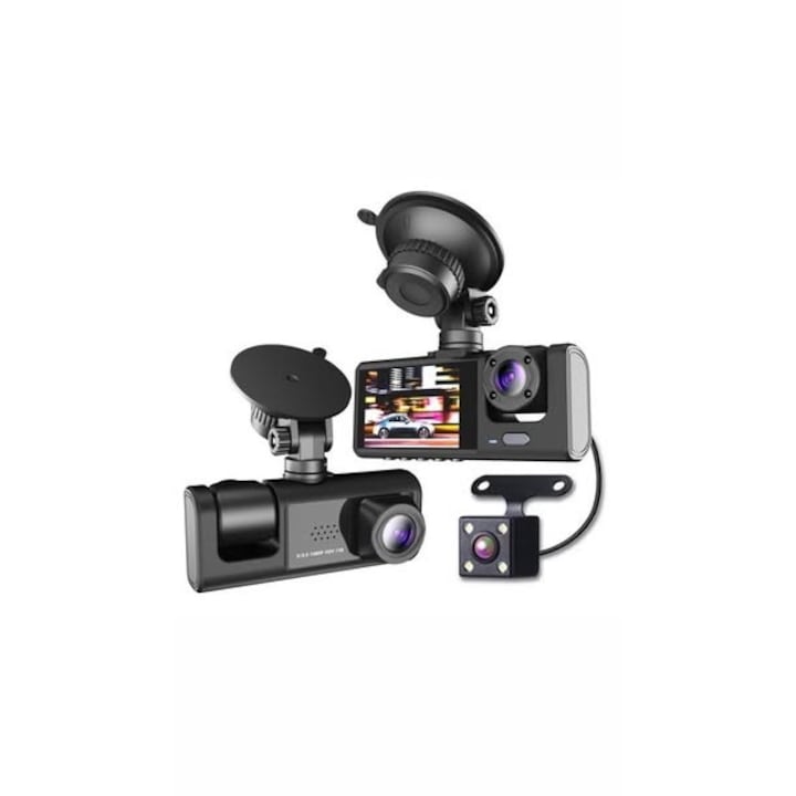 Троен видеорегистратор за автомобил USB, 2 инча, Full HD