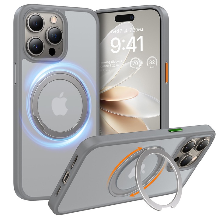 iPhone 15 Pro Max tok – Torras Ostand Pro MagSafe sorozat – titánszürke