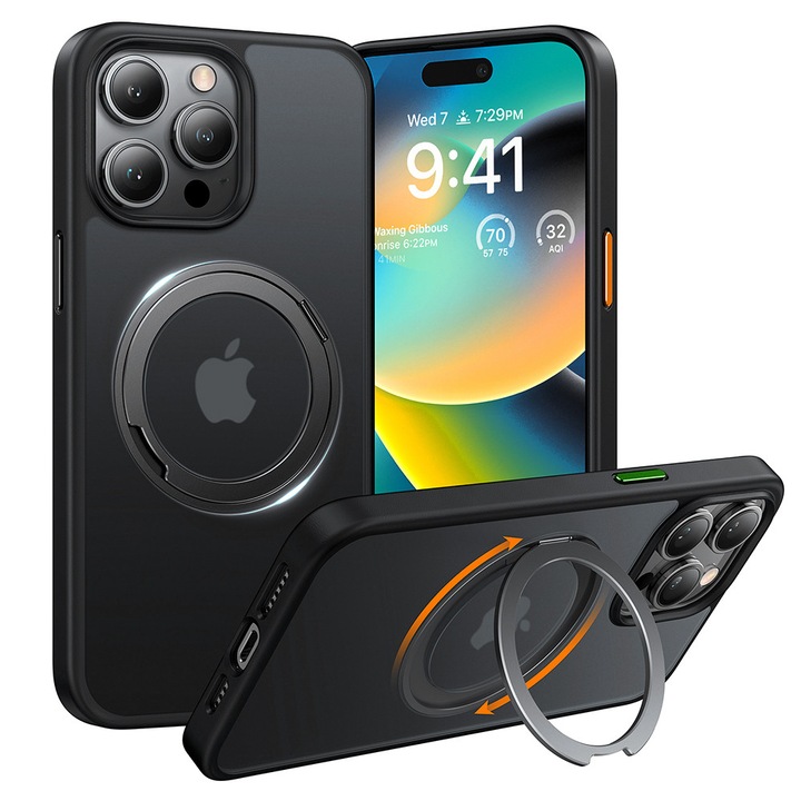 Husa Protectie pentru iPhone 15 Pro, W49, Lexgard, Deep Dark