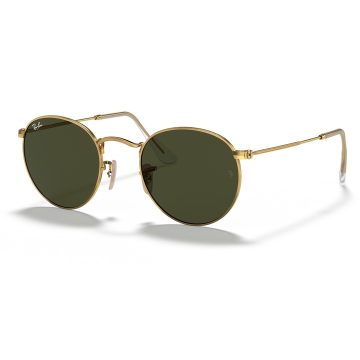 Ray Ban, Ochelari de soare cu rama rotunda metalica, 50-21-145, Auriu/Transparent