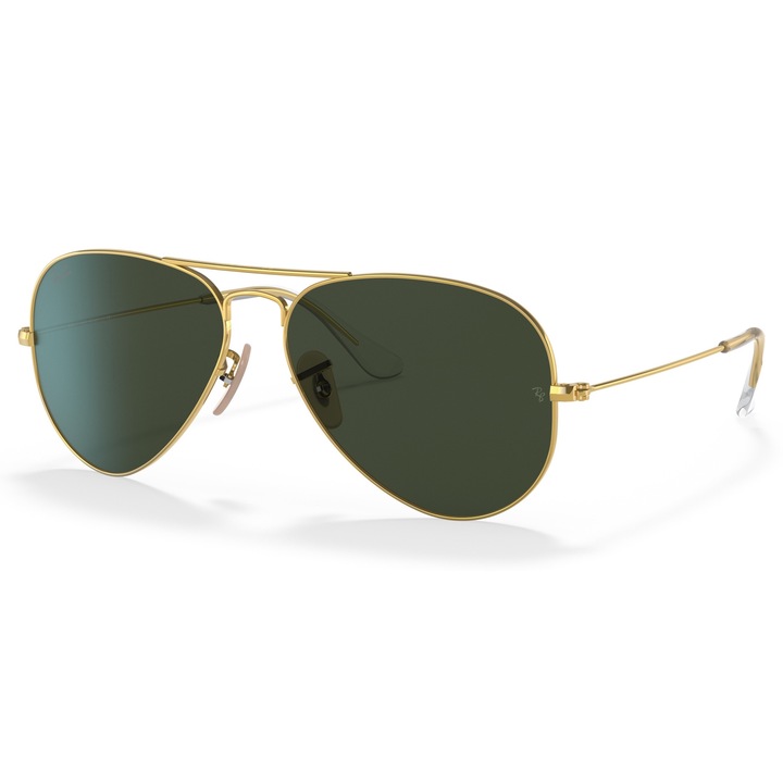 Ray Ban, Ochelari de soare aviator cu rama metalica si model unisex, Alb/Auriu