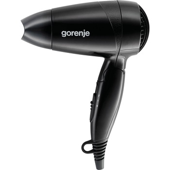 Uscator de par de voiaj Gorenje HD122P, 1200W, 2 setari de viteza si temperatura, maner pliabil, concentrator aer, Negru Uscator de par de voiaj Gorenje HD122P, 1200W, 2 setari de viteza si temperatura, maner pliabil, concentrator aer, Negru