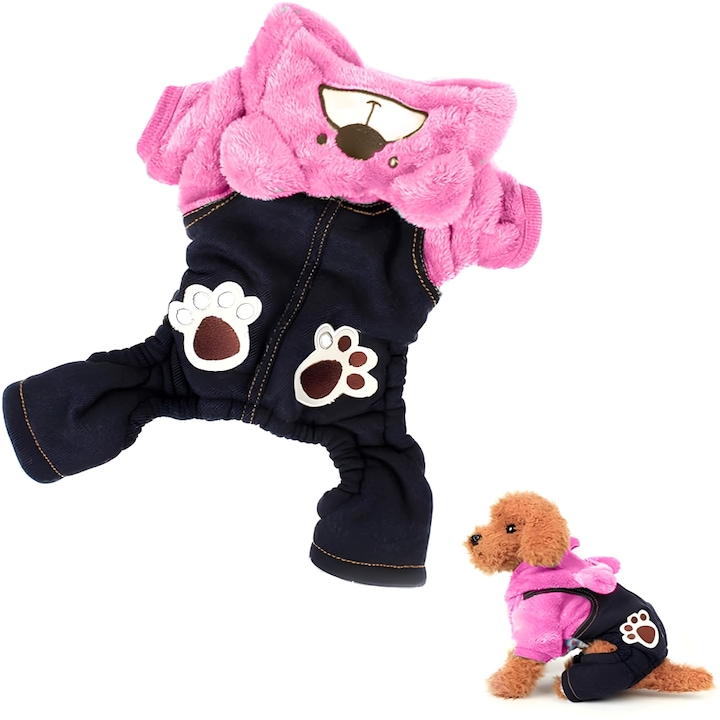 Hainuta CozyPaws Essentials Comfort pentru Animalute, Material de tip Cocolino, Practica, Usor de Utilizat, Design Ingenios, Protectie pentru Suprafete, Design Confortabil, Design Unic cu Ursulet si Labute, Marime L, Roz