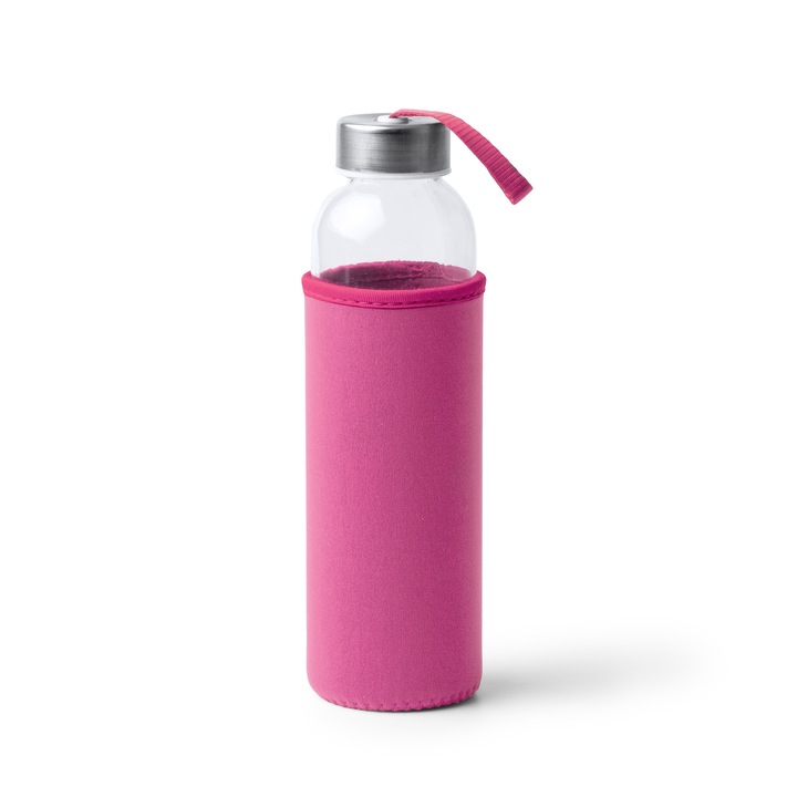 Intelli® Camu, Sticla de Apa, Capac Etans, Fara BPA, Cu Husa Neopren De Protectie, Reutilizabila – Ideala pentru Birou, Acasa si Calatorii, 500 ml, Roz