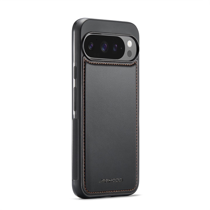 Husa pentru Google Pixel 9 Pro XL, Jeehood by CaseMe, protectie la camera, piele cu textura moale si aderenta in mana, back cover, Negru