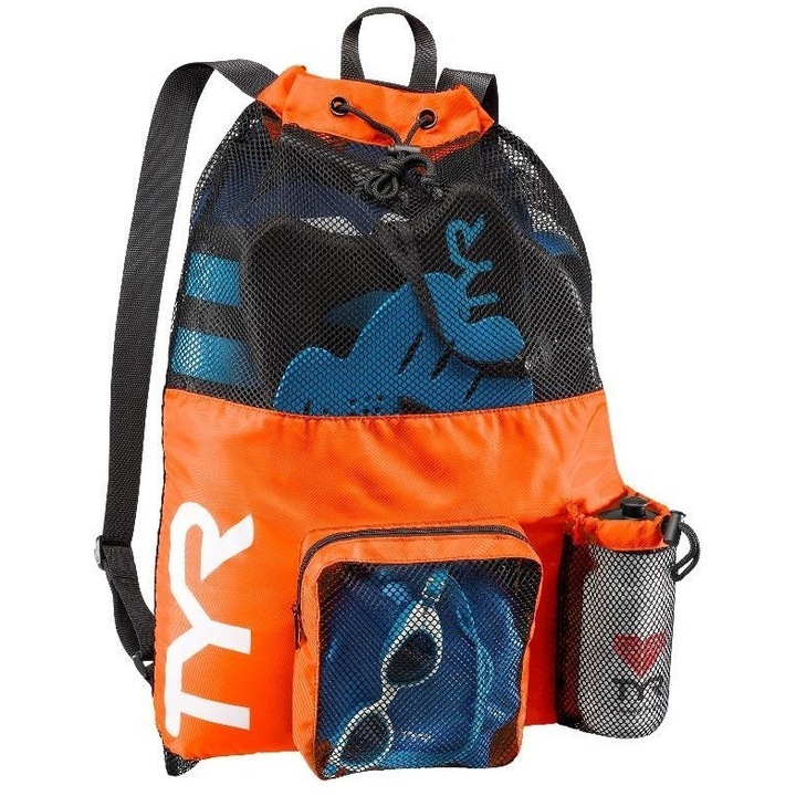 Rucsac pentru echipament de inot Tyr Big Mesh Mummy, Poliester, 40L, portocaliu, 48x64cm