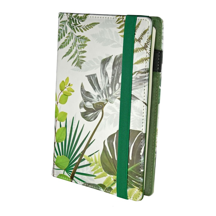 Agenda zilnica, Nan, model Botanic White, 374 pagini, multicolor, A5