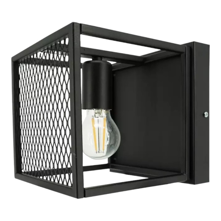 Aplica moderna Szpak Horus Plus, metal, negru, 1 punct luminos