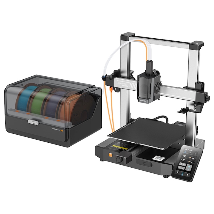 3D принтер, ANYCUBIC, KOBRA 3 COMBO, ACE Pro, 600 mm/s, двойна PTC нагревателна система, интелигентен печат, EU щепсел, черен