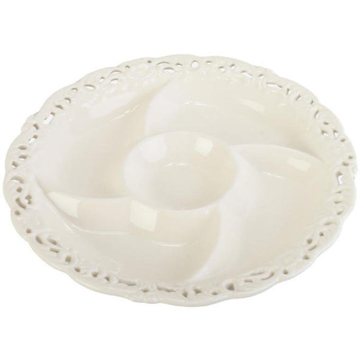 Керамична чиния с отделения, Голиат, 26 см, бяла