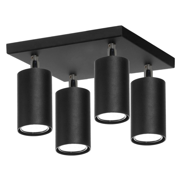 Lampa suspendata, Szpak, 4 surse lumina, reglabil, Negru