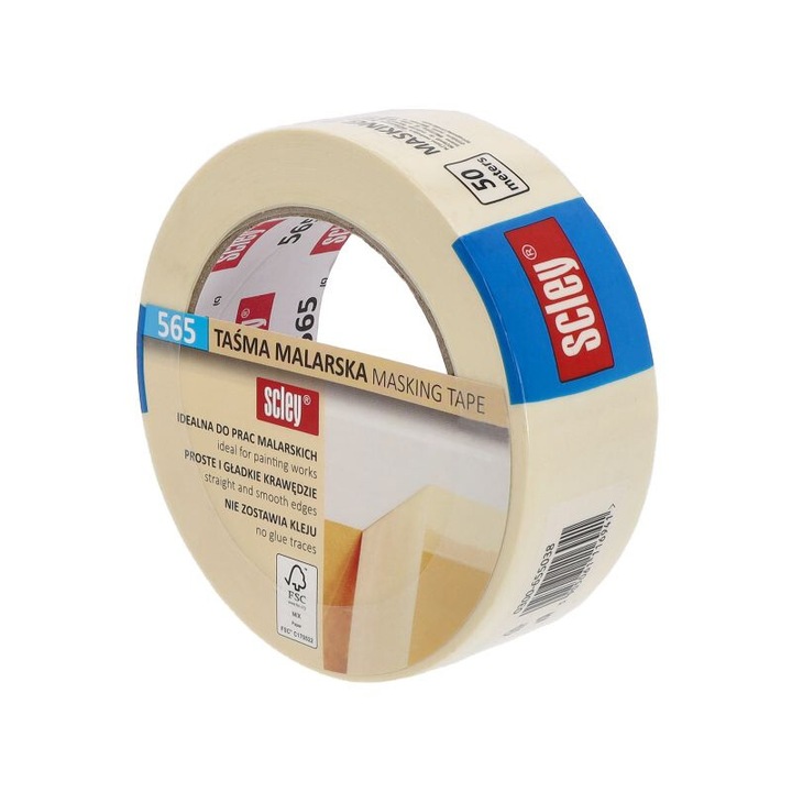 Banda mascare, Scley, 38mm x 50m, rezistenta la UV, pentru protectie si precizie