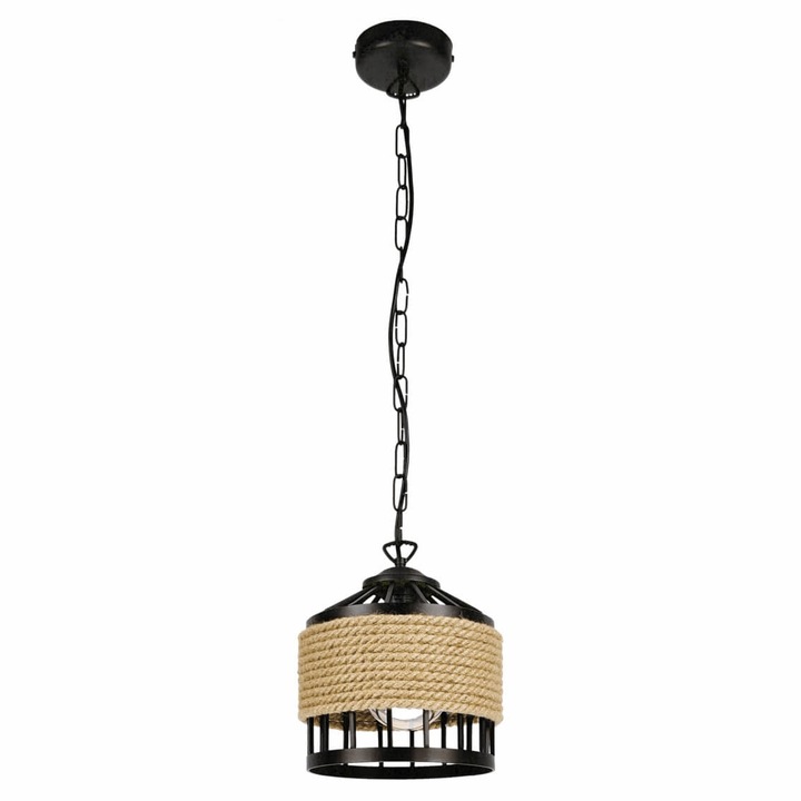 Szpak KOLOSEUM függőlámpa, fekete, 22cm, állítható magasság 30-83cm, rusztikus/boho design