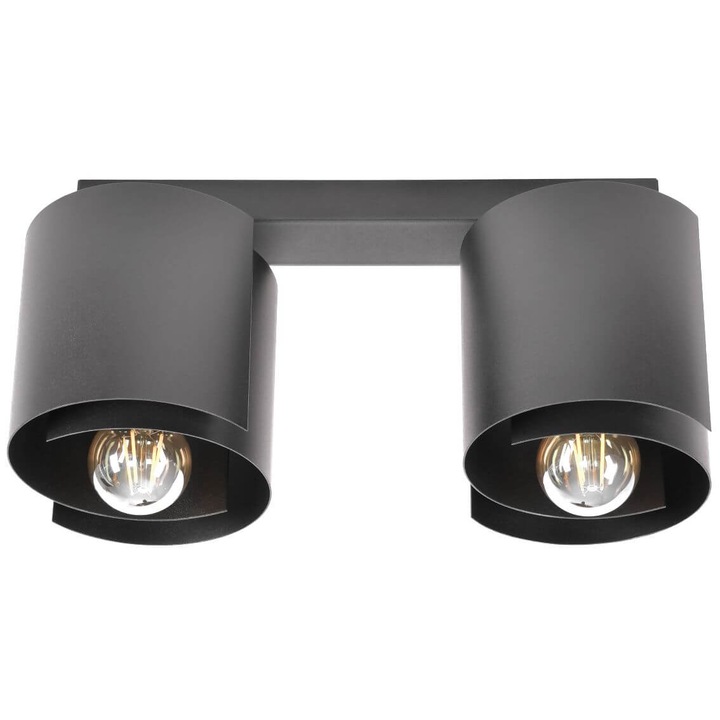 Lustra HUGO 2, Szpak, neagra, 19x41cm, design loft, 2 ani garantie