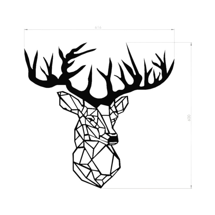 Decoratiune perete din metal, model cerb mare, BUZ