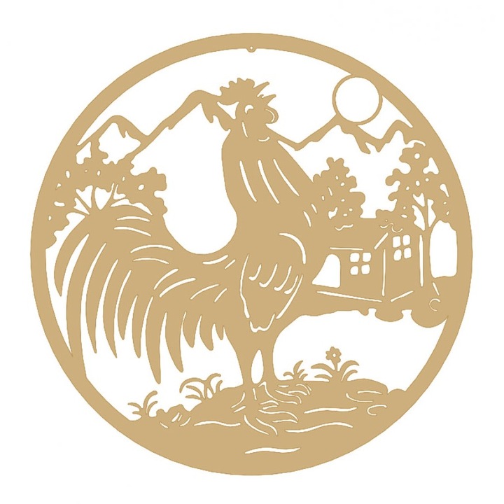 Decoratiune perete din metal, model cocosel, BUZ