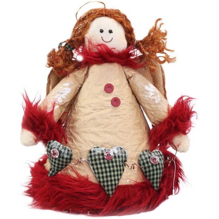 Dekoratív angyalka Góliát, 28 cm, természetes anyagok