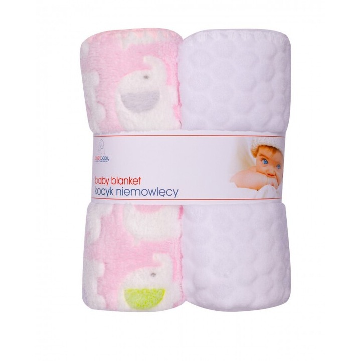 UVIE babatakaró szett 2 darabos 80x90cm rózsaszín és fehér