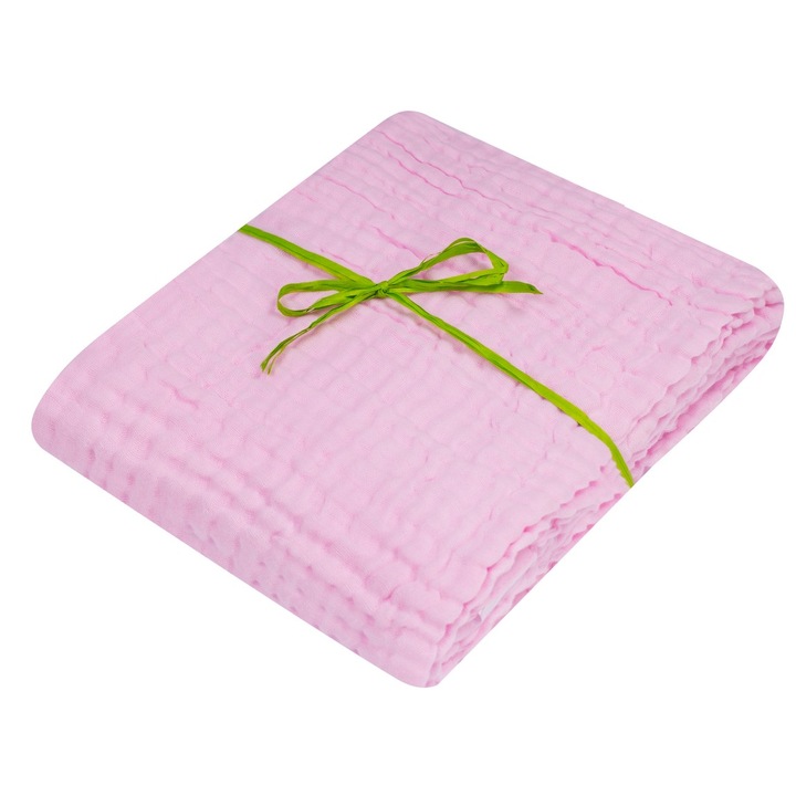 UVIE babatakaró, 90x95cm, rózsaszín, muszlin, puha, biztonságos