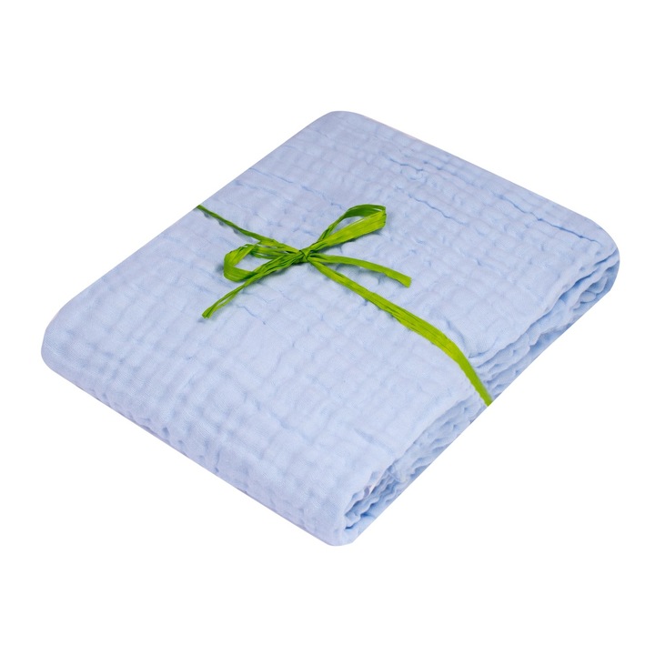 UVIE babatakaró 90x95cm, pamut muszlin, kék