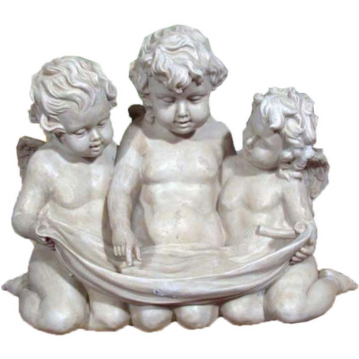 Dekoráció 3 angyal, Góliát, polirezin, fehér, 32x43cm