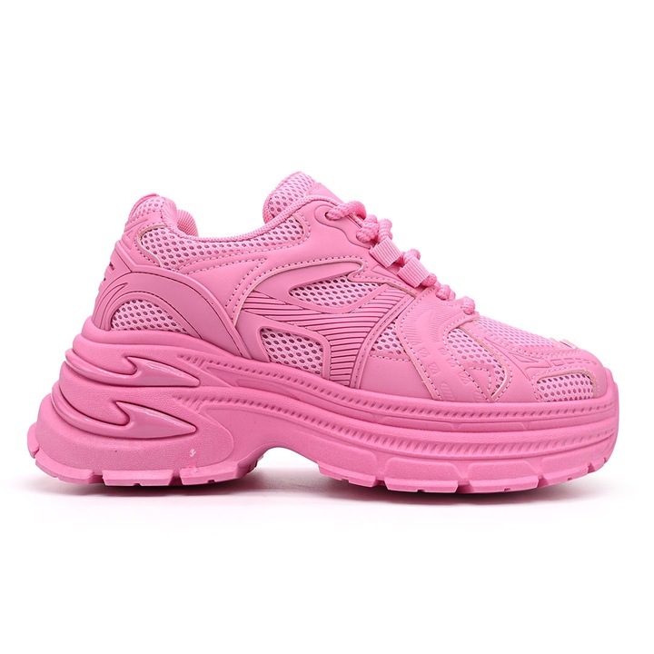Pantofi Sport De Dama, cu insertii de plasa, D1387, Fucsia