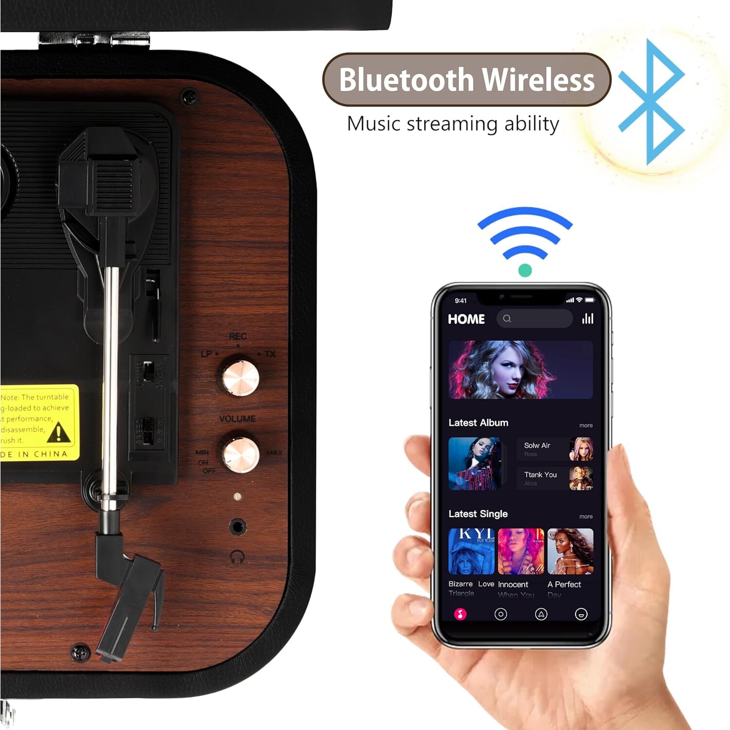 Pick-up Bluetooth 5.4, 3 viteze 33/45/78 rpm, AUX, USB, 2