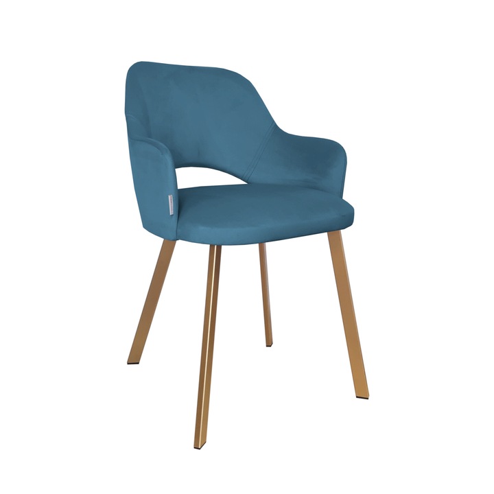 Atos Milano szék, bársony kárpitozás, kék színű, méretei 76x50x54cm
