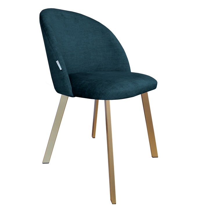 Atos Colin szék, kék bársony kárpitozás, fa szerkezet