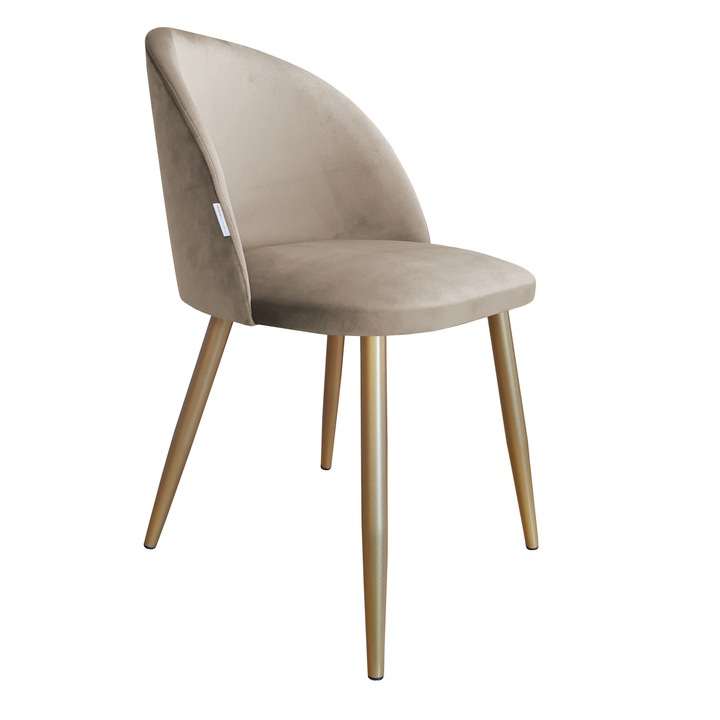 Стол Atos Colin, тапицерия от бежово кадифе, дървена конструкция