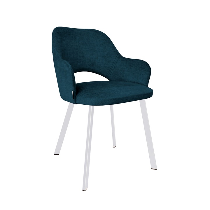 Milano szék, Atos, velúr kárpit, kék/fehér, 76x57x50cm