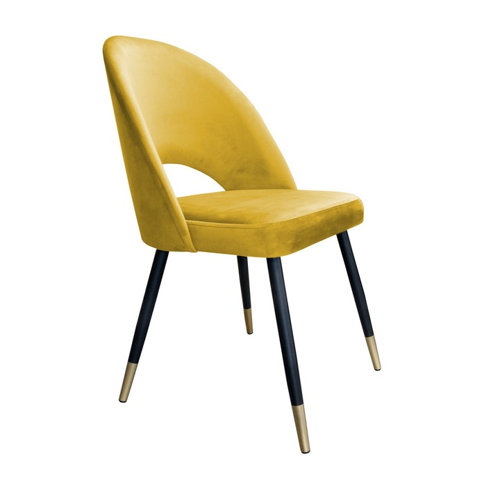 Atos Polo szék, sárga, 87x53x64cm, fekete/arany lábakkal, bársony szövet