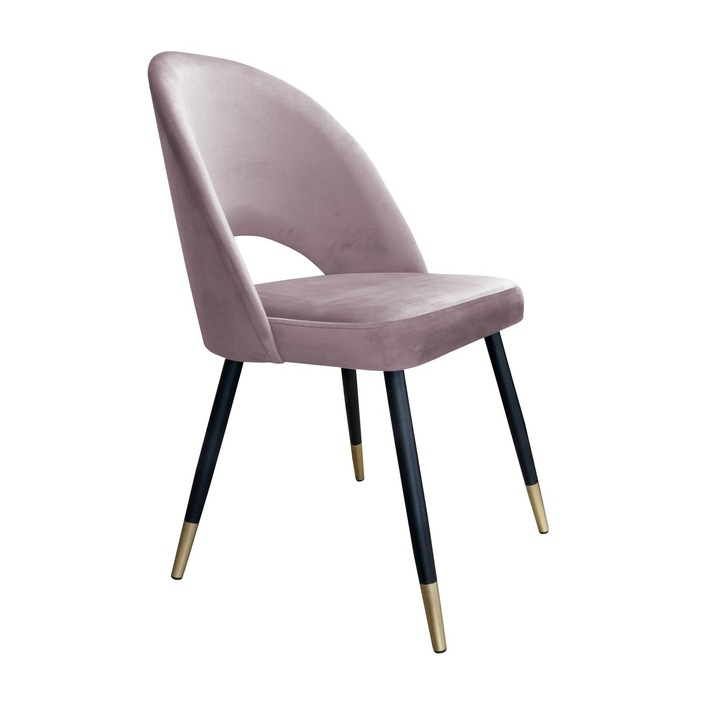 Atos Polo szék, rózsaszín szürke, 87x53x64cm, fekete/arany lábakkal, bársony szövet